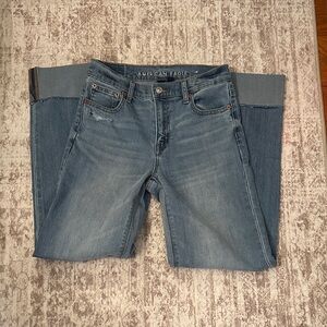 American Eagle Outfitters Women's Light Blue Straight Leg Jeans